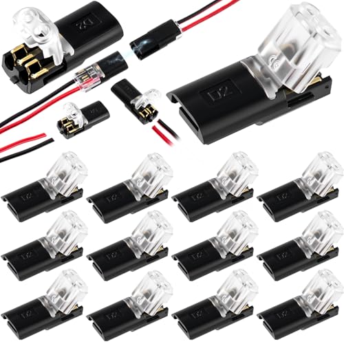 Connecteurs rapides à clipser LED basse tension Bornier 2 broches 18-22 AWG double fil noir