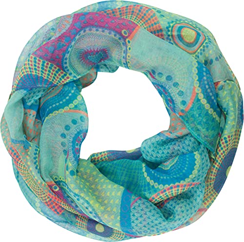 fashionchimp Damen-Loop mit Kreis-Muster, Psychedelic-Print, Schlauchschal, Sommer-Schal für Damen (12)