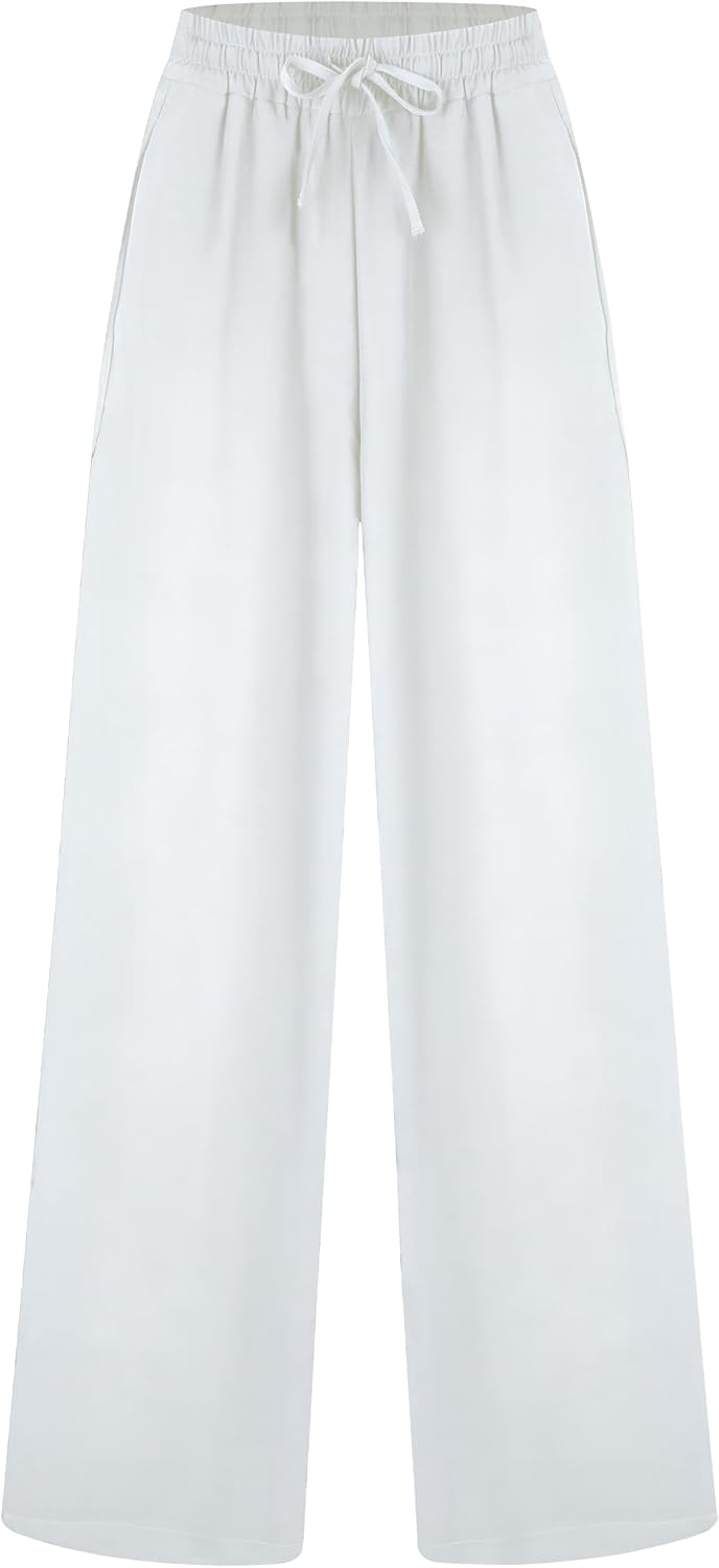 Tronjori Womens Palazzo Wide Leg High Waist Casual Lounge Pant with Drawstring