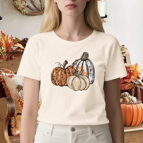 Womens Halloween Pumpkin Shirt Fall T-Shirts Thanksgiving Autumn Thankful Leopard Tee Tops2