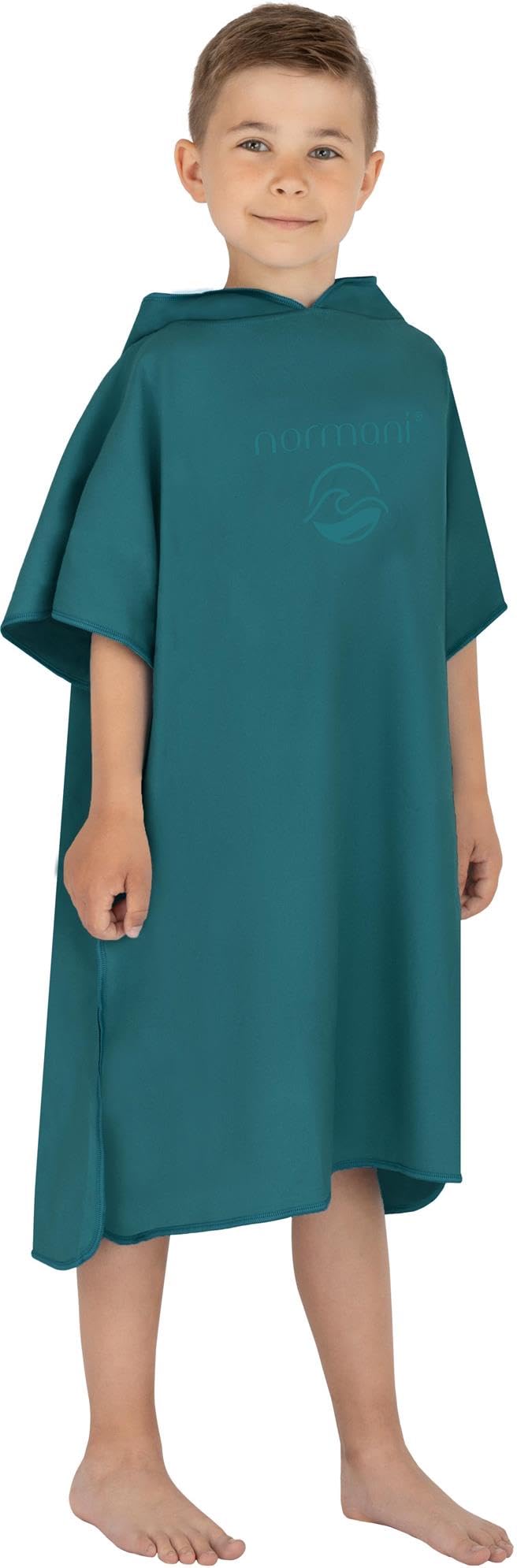 normani Kinder Mikrofaser Badehandtuch Strandtuch Badeponcho mit Kapuze aus 80% recyceltem Material für Jungen und Mädchen von 2-13 Jahren