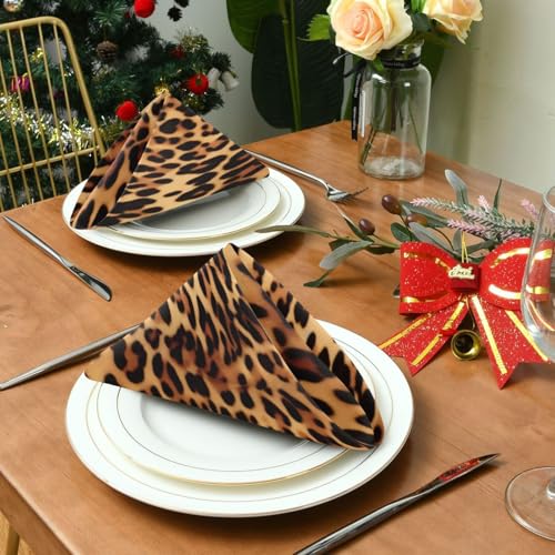 Servilletas de tela cuadradas estampado leopardo 6 unidades miniatura 3