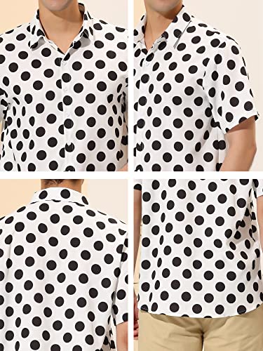Lars Amadeus Men's Summer Polka Dots Shirt Button Down Short Sleeves Pattern Hawaiian Shirts Small White #TOP5