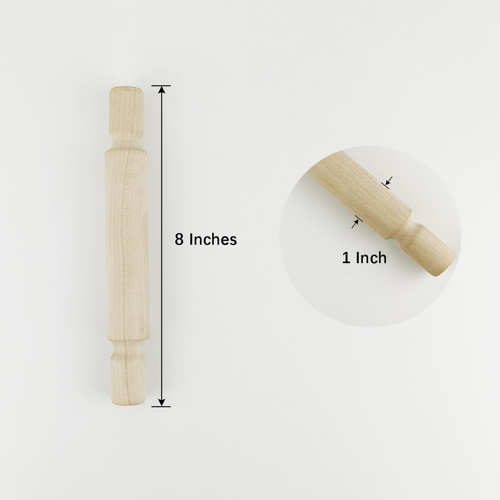 3 pcs 8 Inch Wood Rolling Pin, Great for Children's Play, Arts and Crafts
