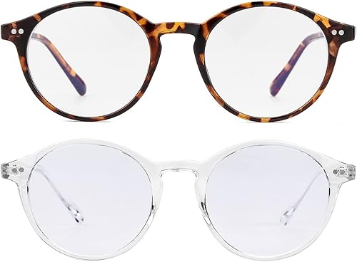 Miniatura 1 de Gleyemor Lentes de luz azul para hombres y mujeres, lentes vintage de marco redondo para computadora