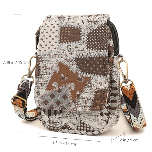 Image of SILKAREA Embroidered Cute Mini Crossbody Bag for Women Small Handbags Wristlet Wallet Bag Cell-phone Pouch Coin Purse