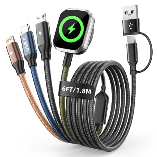 Image of Travel Essentials 4in2 Multi Charging Cable for iPhone Watch Charger, 6FT