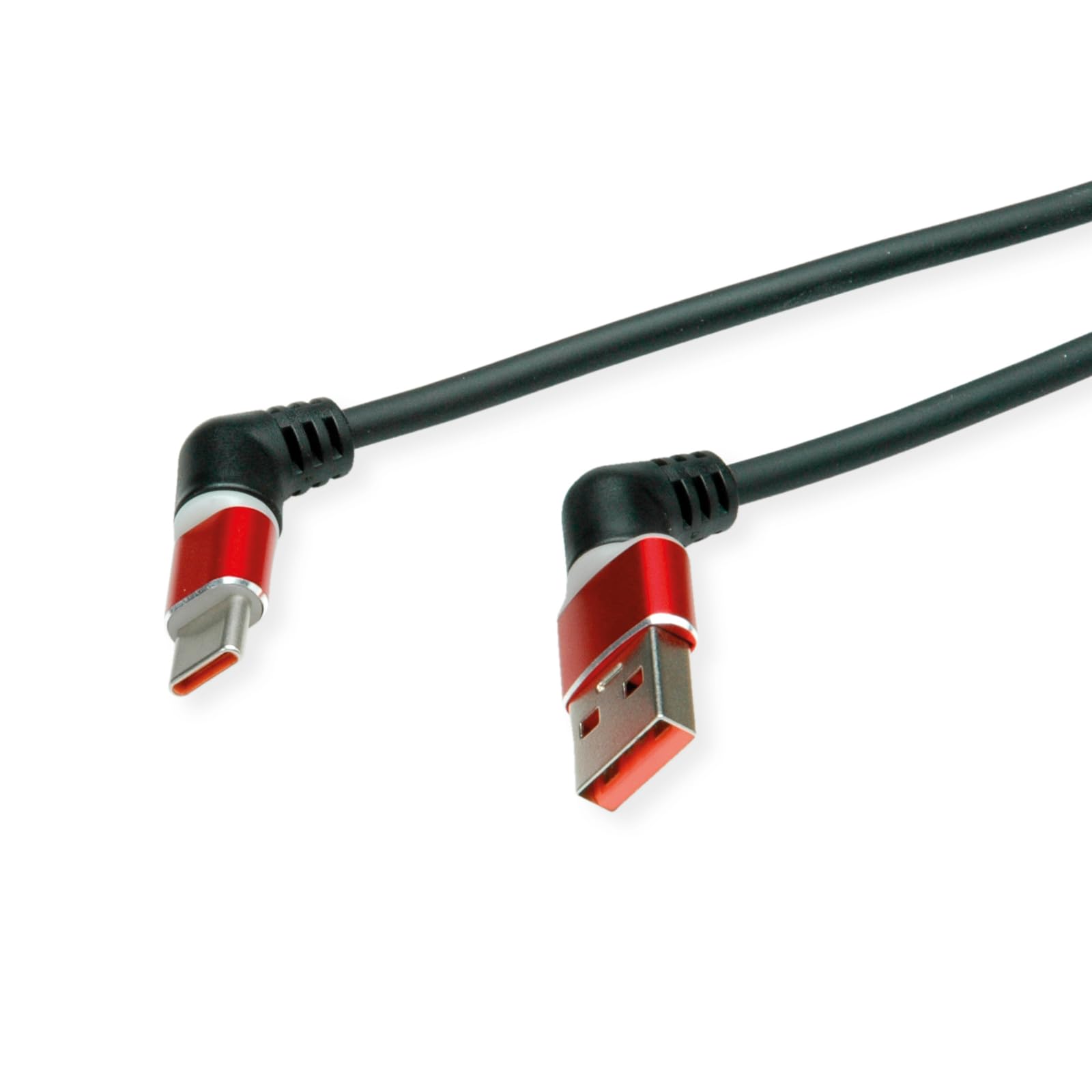 ROLINE Cable USB 2.0, Tipo-​C - Tipo-​A, ST/​ST, rotación 360°, negro/​rojo, 1 m