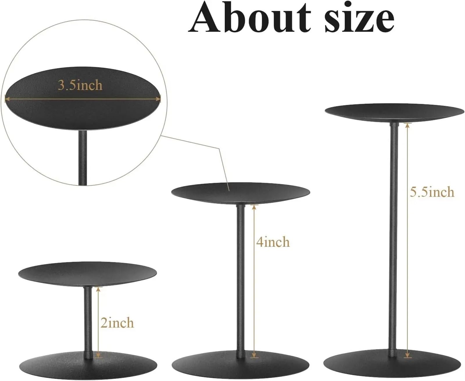 Portavelas Candelabros Negros de 3 pilares, Soporte for Velas, centros de Mesa, Plato for mesas, Chimenea con Metal
