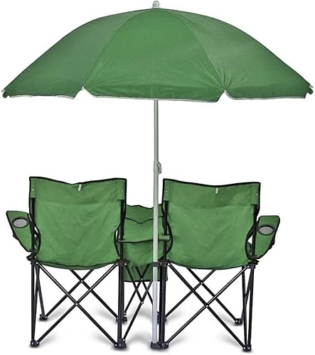 Miniatura 3 de GoTEAM! Silla plegable doble portátil con paraguas extraíble, bolsa más fresca y funda de transporte