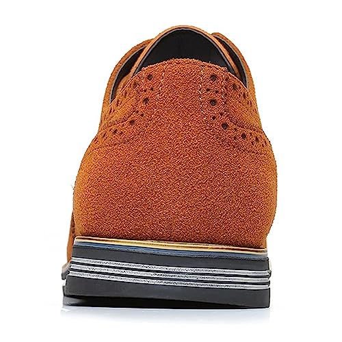 Image of Men's Suede Lace Up Brogue Oxford Shoes,Flats Wing Tips Business Dress Shoe Classic Retro Comfortable Casual Shoe
