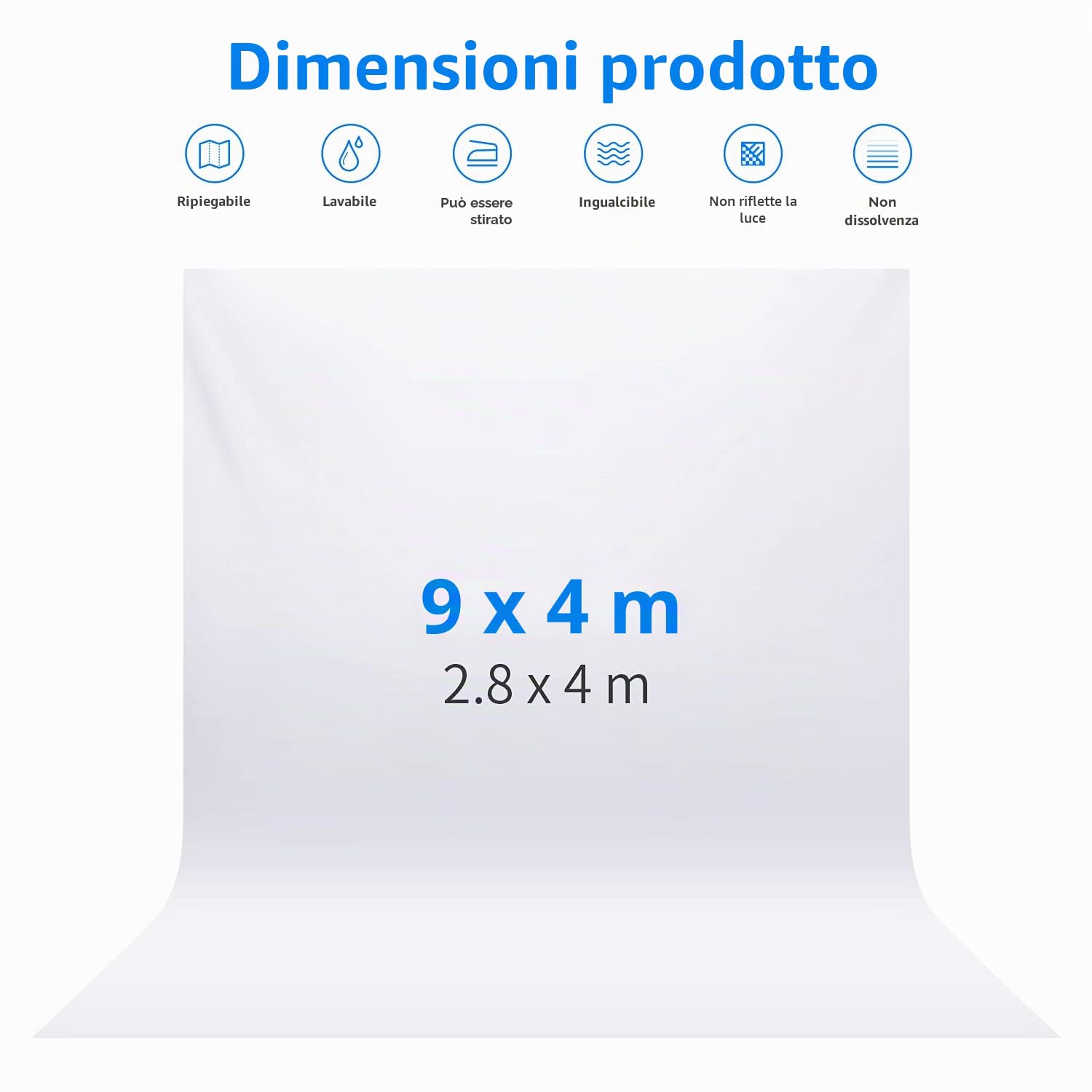 Neewer 9 x 13 piedi / 2,8 x 4 metri sfondo fotografico fotografico studio video sfondo in poliestere schermo di sfondo, supporto per sfondo non incluso (bianco)