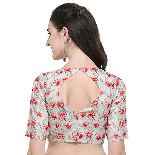 Image of Janasya Women's Poly Silk Digital Printed Saree Blouse
