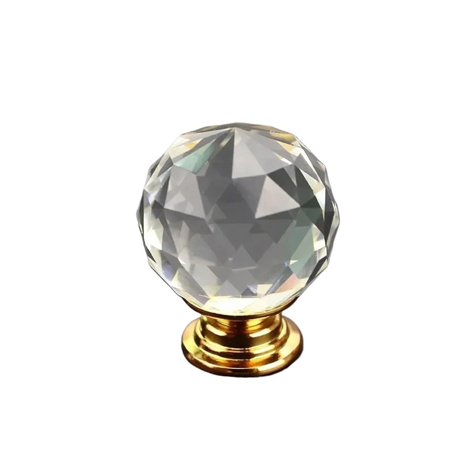 XFHtyCJ 1pcs Clear Crystal Ball Glass Cabinet Drawer Knobs(Gold Base,Dia.30mm)