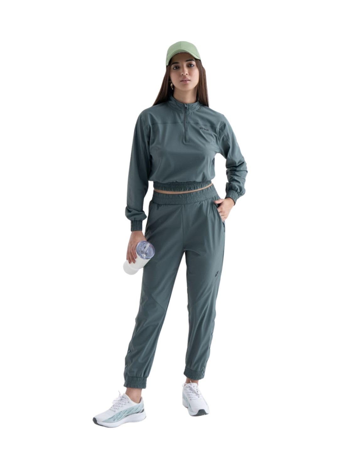 Women's Crop Active Jacket | Regular Fit Full Sleeve Sports Jacket | Stand Collar Zip-Up Gym, Running & Training | Stretch Performance Activewear
