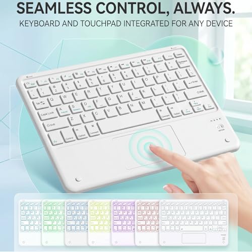 Teclado Bluetooth con panel táctil mini teclado inalámbrico blanco para tableta y iPad 6