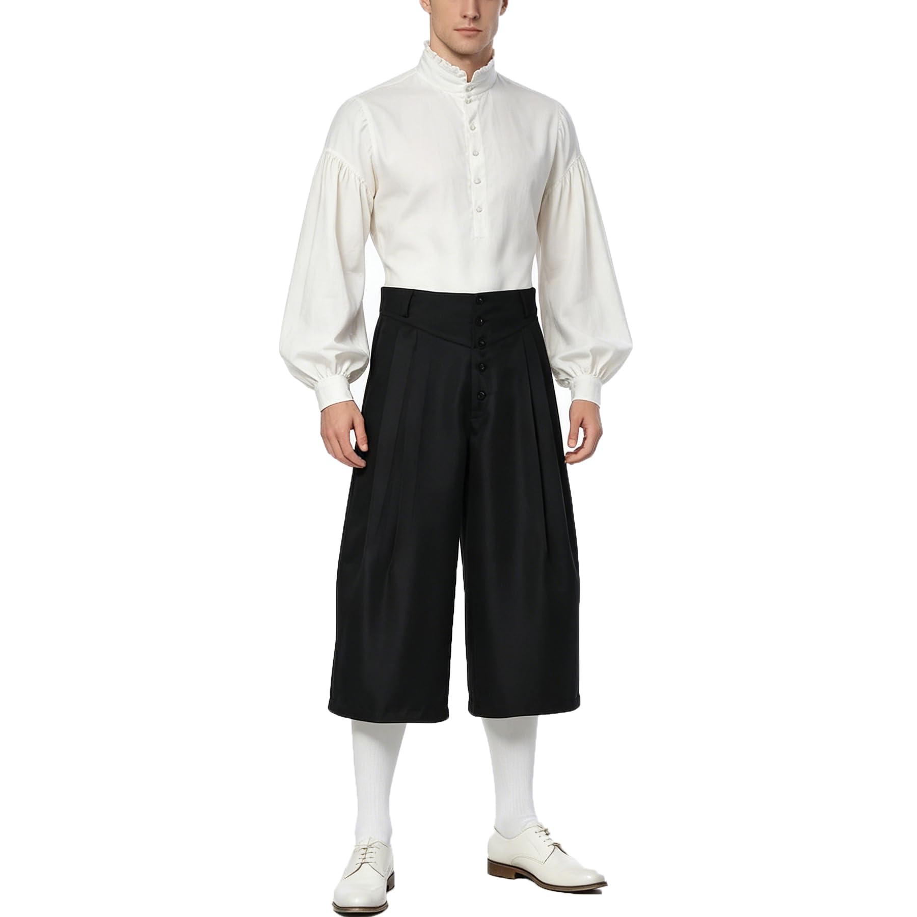 BPURB Men's Colonial Medieval Pants Pirate Trousers Wide Legs Breeches Knickers Renaissance Costume