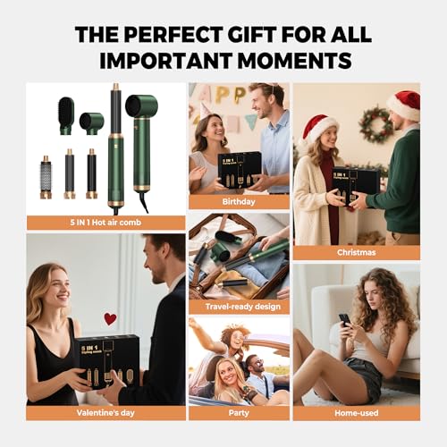 OKWRAP Hair Styler 5 in 1 Airbrush 5 in 1 Airstyler Multi-Blow Dryer Brush Set with Curl, Straighten, Wavy, Smooth, Magic Styler for All Hair Types and Lengths - Image 8