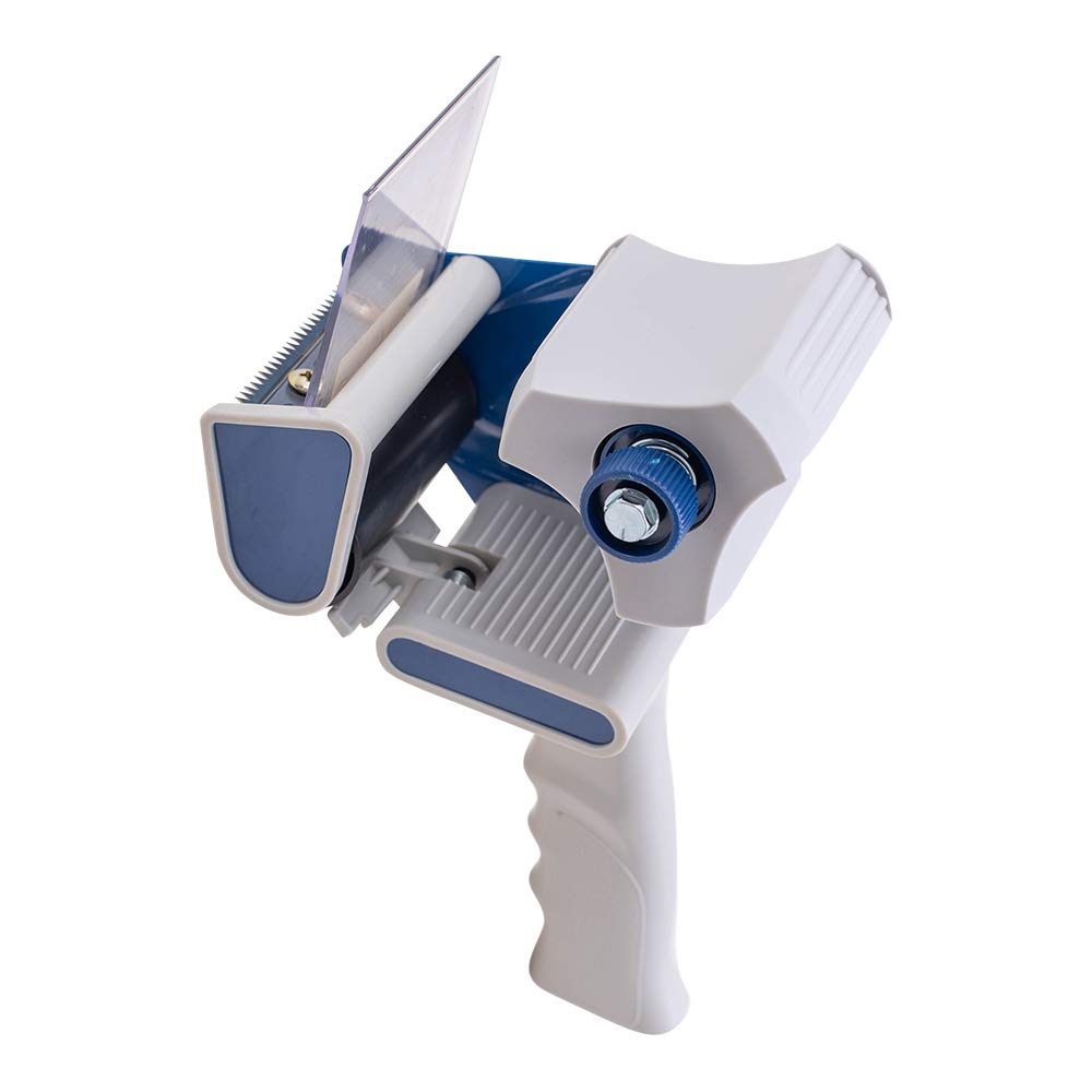 3" Tape Holder Dispenser Gun Heavy Duty w/Metal Cutter Adjustable Tension & Plastic Anti-Reversing Plate for Ship Storage Warehouse Retail