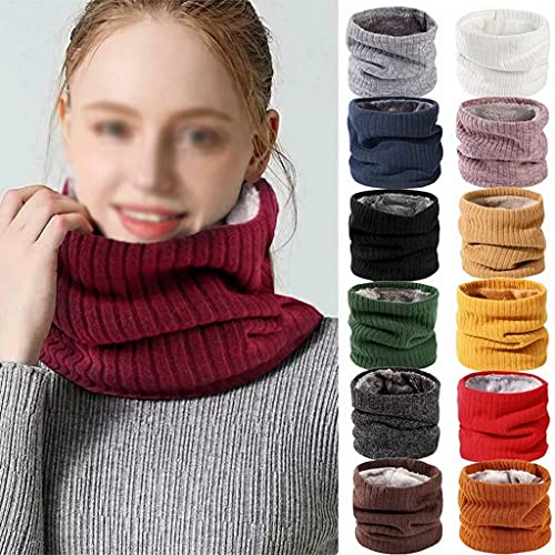 Unisex Dzianinowy Ciepły Szalik Zimowy Jesień Pierścień Damski Bandana Solidny Polar Męski Szal na Szyję (kolor: Kolor 5 Rozmiar 21 * 22 cm)
