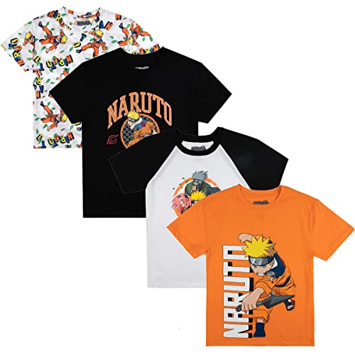Naruto Uzumaki Crew Neck Short Sleeve 4pk Boys Tees-Large Multicolored
