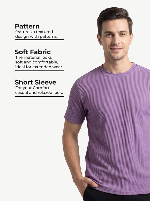 Image of Poly Cotton Frill Round Neck T-Shirt for Men | |