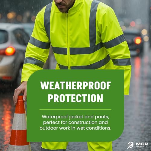 Class 3 Hi-Vis Rain Suit - Waterproof Rain Jacket & Pants3
