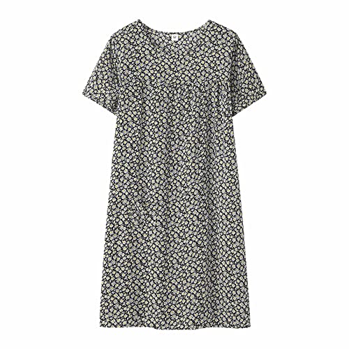 Camisones para mujer mayor, camisones de algodón para mujeres mayores, camisones de manga corta del Reino Unido, vestidos de noche vintage con estampado floral para mujer, camisones y camisones