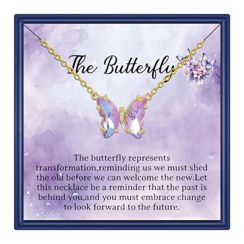 MollyQueen Butterfly Necklaces for Women Butterfly Necklace Butterfly Jewelry Butterfly Decorations Purple Butterfly Pendant Necklace for Purple Lover (Purple Butterfly Necklace) Cover