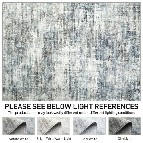 10x14 Area Rugs Washable Rug: Modern Abstract Living Room Rug Soft Anti-Skid Thin Carpet Indoor Floor Non-Shedding Carpets for Bedroom Dining Room Farmhouse Nursery Home Office Blue Multi