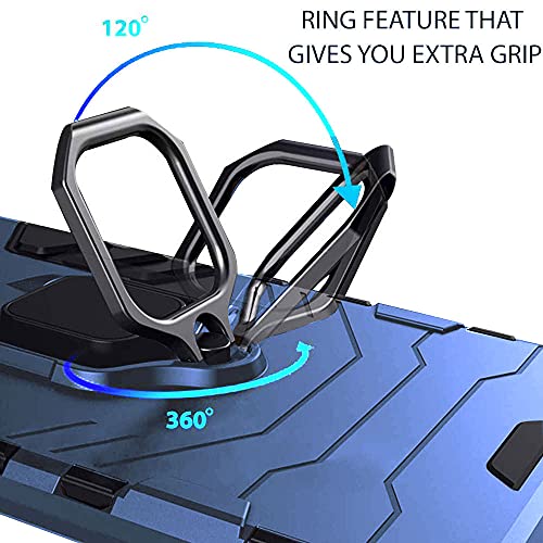 Image of TheGiftKart Tough Armor Samsung Galaxy A22 5G Bumper Back Case Cover | Ring Holder & Kickstand in-Built | 360 Degree Protection Back Case Cover for Samsung Galaxy A22 5G