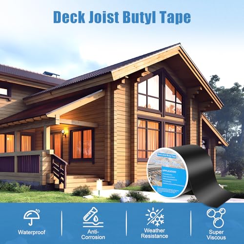 Image of Butyl Joist Tape 6 inch x 50', 4 Pack Joist Tape for Decking, Waterproof Deck Tape, Anti-Corrosion Weather Resistance Joist Tape for Protect Deck Joists and Wood Joists