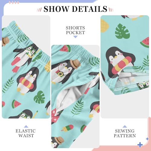 Aloha Penguin Boys Long Pants Soft Trousers Elastic Waist Kids Lounge Bottoms with Pockets S-XL4