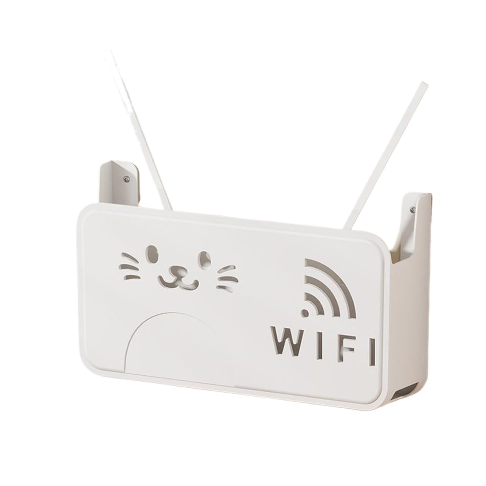 Sqqcreato White Wifi Router Storage Box Wireless Wifi Router Storage Box Living Room Socket Cable Power Organizer Decoration Wall Mounted Tv Rack(White)