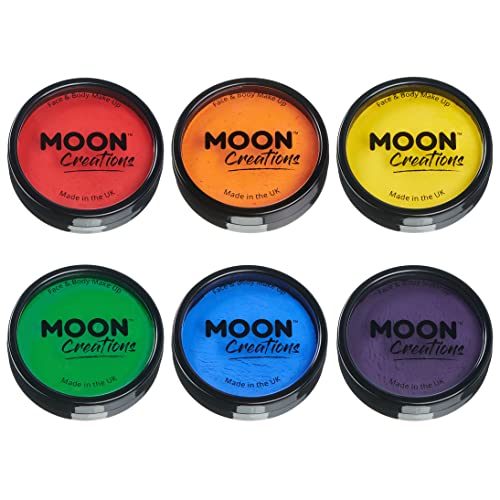 Moon Creations Maquillaje facial y corporal profesional, 36g, Pintura de color profesional para pintar la cara, Pintura facial para niños, adultos, disfraces,festivales Colores del Orgullo Gay