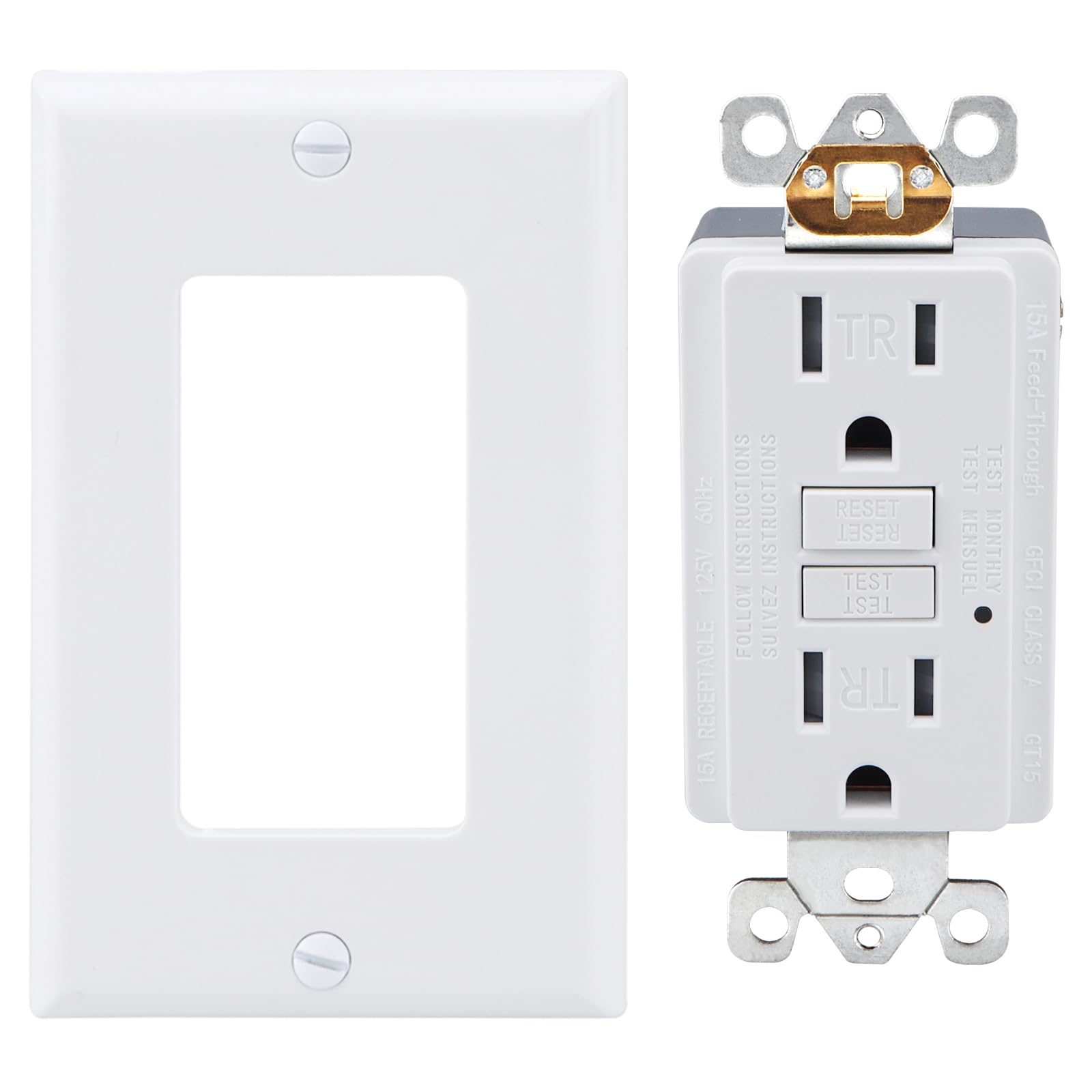 Baomain 15 Amp GFCI Outlet, Self-Test Indoor Receptacle with