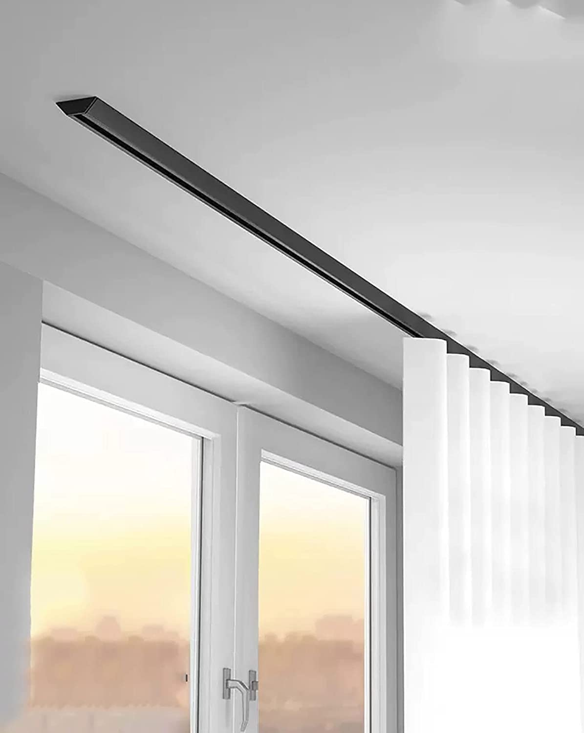 Tringle à rideau de plafond, séparateur de pièce pour porte coulissante, système de rail de rideau réglable en forme de V, utilisation commerciale pour porche, glisse lisse, robuste, facile à