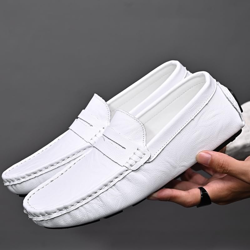 Men's Casual Leather Slip On Flats Loafers Dress Penny Shoes Moccasins Driving Boat Shoes Smoking Slipper3