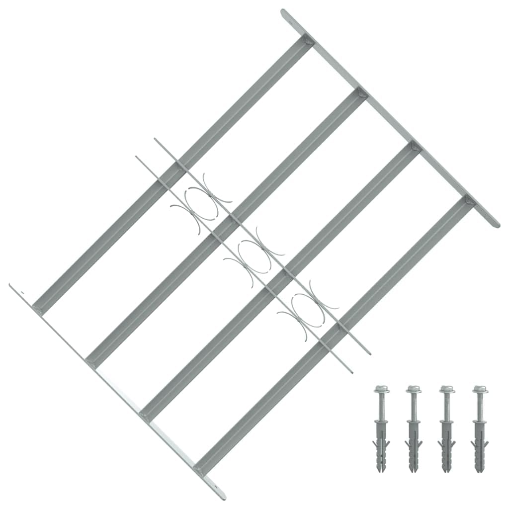 Rejilla de ventana ajustable con 4 barras transversales para protección antirrobo, rejilla de seguridad ajustable de 500-650 mm de ancho para montaje horizontal
