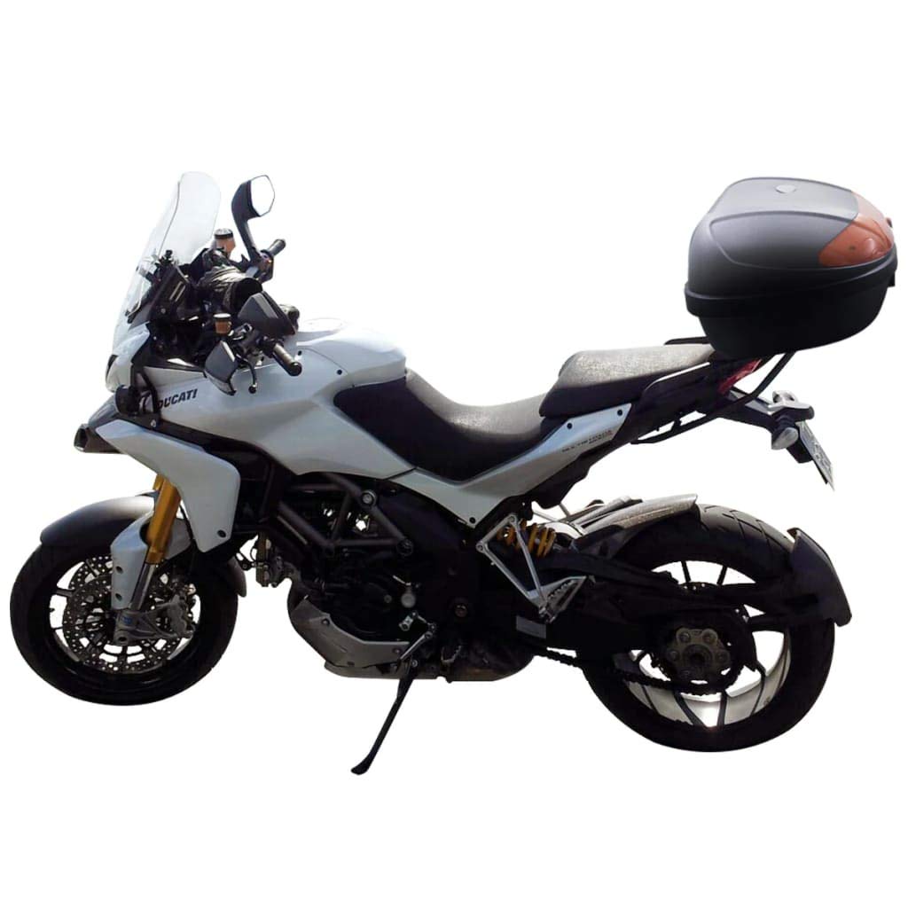 Motorfiets Topkoffer, 65L Achterkoffer van Aluminiumlegering met Leren Voering, Afneembare Motorfiets Topkoffer met Slot & Rugkussen, Helmhoes (565 x 500 x 380 mm) Zwart | NL