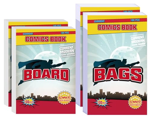 Image of KKU 200 Count Comic Book Bags and Boards, Crystal Clear Acid Free Comic Bags and Boards, Comic Book Storage for Comics