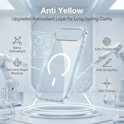 Image of Jkobi Lifetime Anti-Yellow MagSafe Compatible Clear Back Case Cover for Apple iPhone 17 Air (Sleek Hard Crystal | Camera Protection and Shockproof)