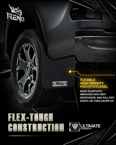 Image of RENO Ram Mud Flaps, Driver & Passenger Sides Splash Guards Heavy Duty Vehicle Sediment Protection Compatible with 2019+ Ram 1500 2500 3500 SRW Truck Model (Front + Rear, 4pcs)
