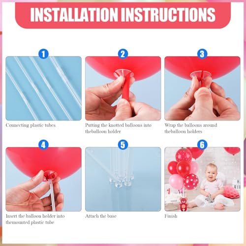 Image of 6 Sets Strawberry Balloon Stand Kit for Table Strawberry Baby Shower Centerpieces with Balloon Sweet Strawberry Party Balloon Decorations for Girls Strawberry Birthday Themed Supplies