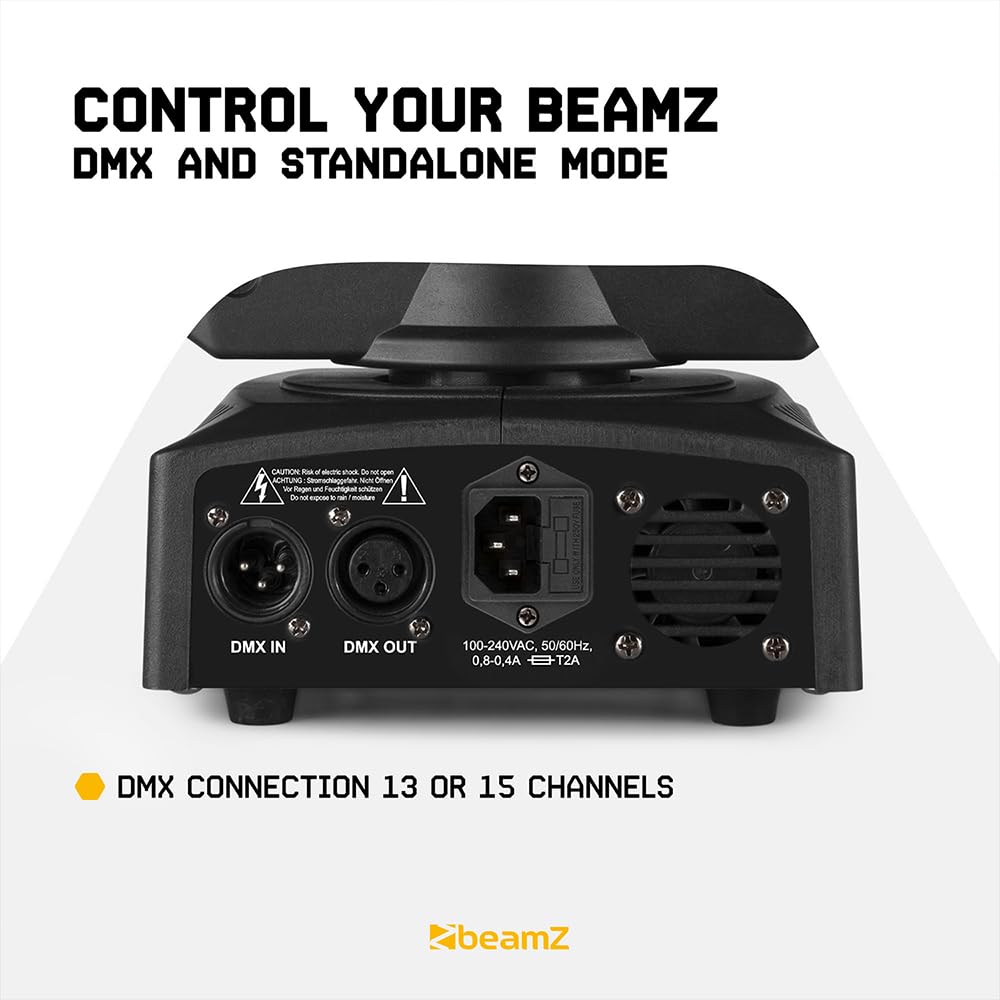 BeamZ Panther 60R Cabeza móvil RGBW con anillo LED RGB, 60 vatios, iluminación de escenario, DMX, sistema de iluminación al ritmo de la música, sistema de iluminación para DJ - Color negro