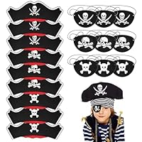 WPNCYK Pirate Hat, 18-Piece Kids Pirate Accessories Set, Pirate Hat and Eye Patch Combo for Boys and Girls Halloween and Pirate Themed Party Role Play, Felt and Non-Woven Fabric