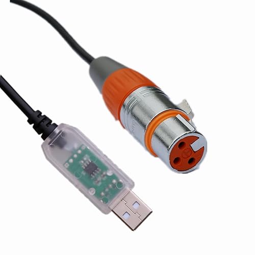 Jxeit Cable de interfaz USB a DMX de 3 pines,Cable USB a DMX512 de iluminación de escenario de 3 pines, cable de interfaz de controlador de