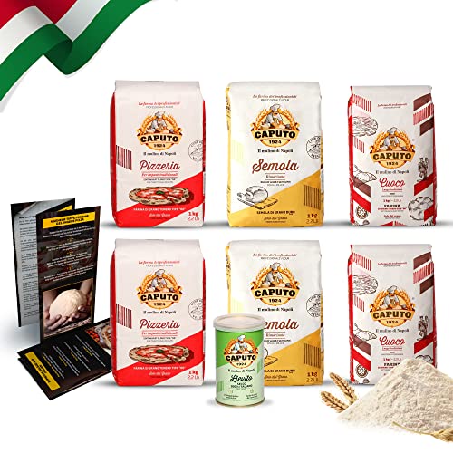 DELICRET – Testpaket - 2x 1kg Caputo Cuoco 2x 1kg Caputo Pizzeria 2x 1kg Caputo Semola + 1x 100g Caputo Lievito Trockenhefe