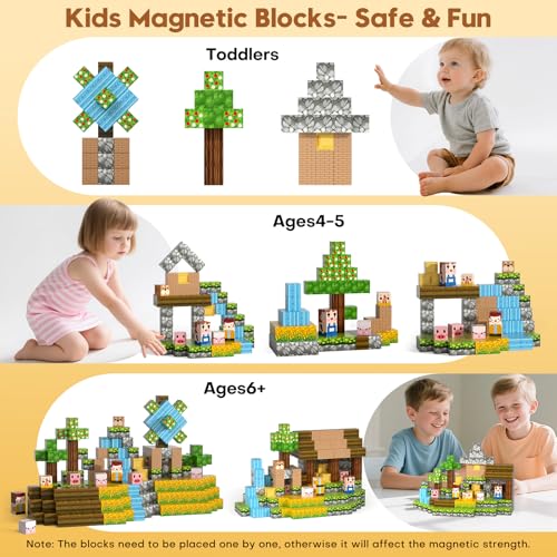 Gryxpox Magnetische Bausteine 100 Teile - Kreative Pixel-Style Blöcke für Kinder 3 4 5 6 7 8 Jahre - Lernspielzeug STEM… – Ansicht 4
