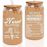 YOWNICF Nurse Practitioner Gifts for Women, Nurse Practitioner Day Week Gifts for NP, 16oz Glass Cup With Straw, Appreciation Thank You Gift for Nursing Students Graduation Christmas